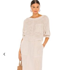 Free People easy weekend top in beige-dust storm, size large